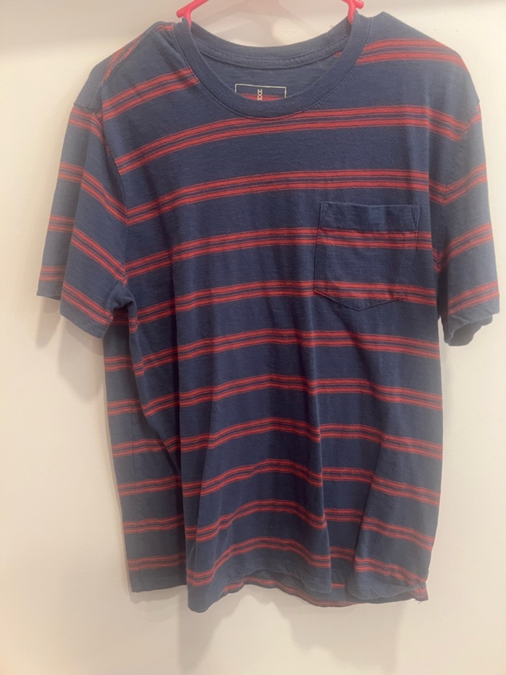 Men's Navy & Red Stripe Pocket T-Shirt